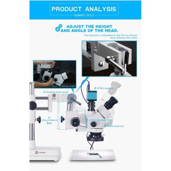 Microscopio Trinocular para reparación de móviles  SZM45T-STL2  7X-45X (OK)