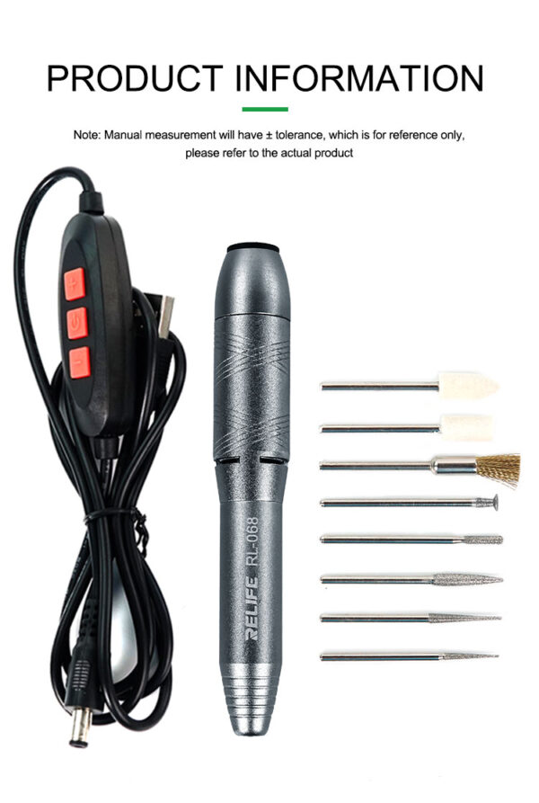 RELIFE-pluma pulidora de RL-068, taladro eléctrico de velocidad múltiple, pluma de grabado, placa base de corte de molienda