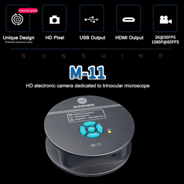 sunshine-camara de microscopio Trinocular M-11  4800W, Pixel, HDMI